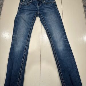 Miss Me Girls size 10 skinny blue jeans,bling,embroidered,rhinestone